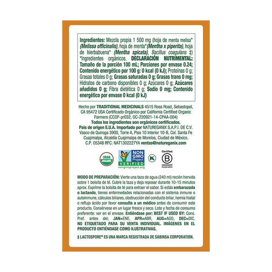 Té Orgánico Triple Menta Con Probióticos