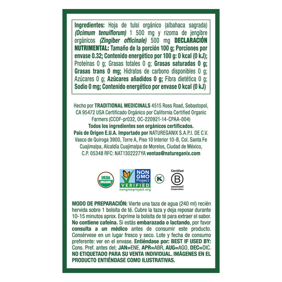 Té Orgánico De Tulsi Con Jengibre