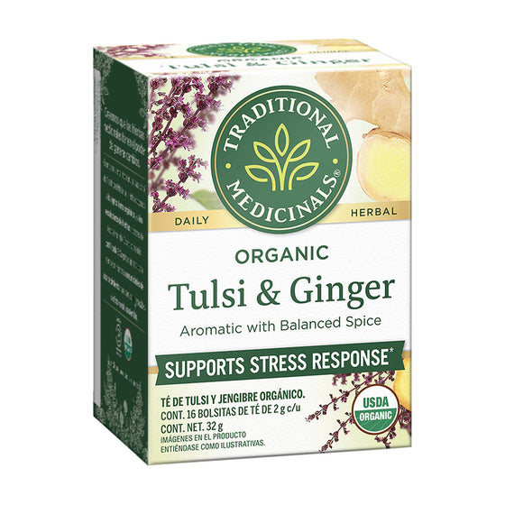 Té Orgánico De Tulsi Con Jengibre