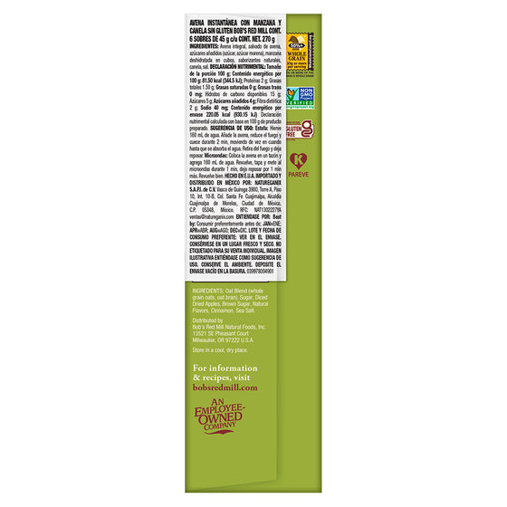 Avena Instantánea Con Manzana y Canela Sin Gluten