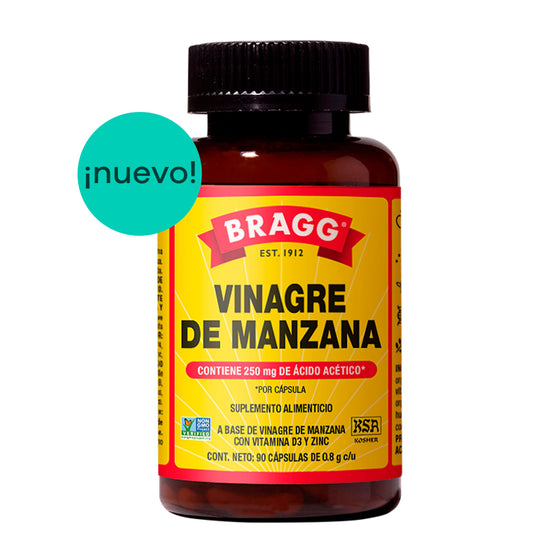Suplemento alimenticio a base de vinagre de manzana Bragg con vitamina D3 y Zinc