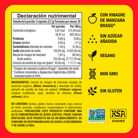Suplemento alimenticio a base de vinagre de manzana con ceramidas